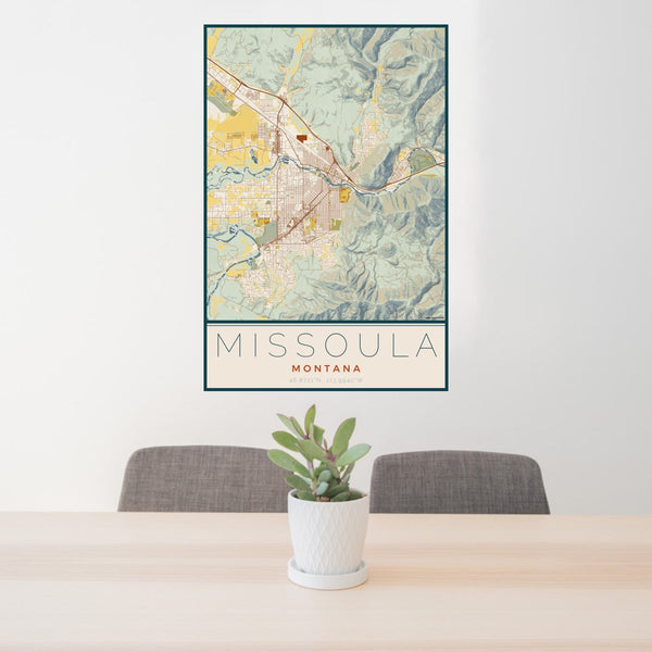 Missoula - Montana Map Print in Woodblock