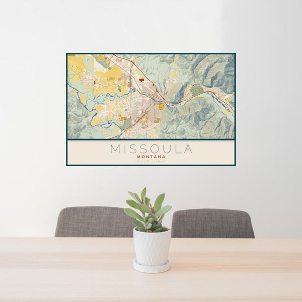 Missoula - Montana Map Print in Woodblock