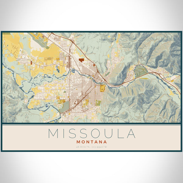 Missoula - Montana Map Print in Woodblock