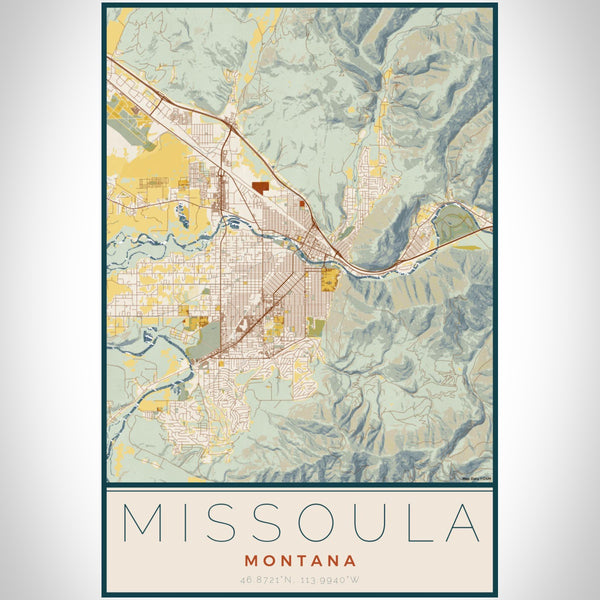 Missoula - Montana Map Print in Woodblock