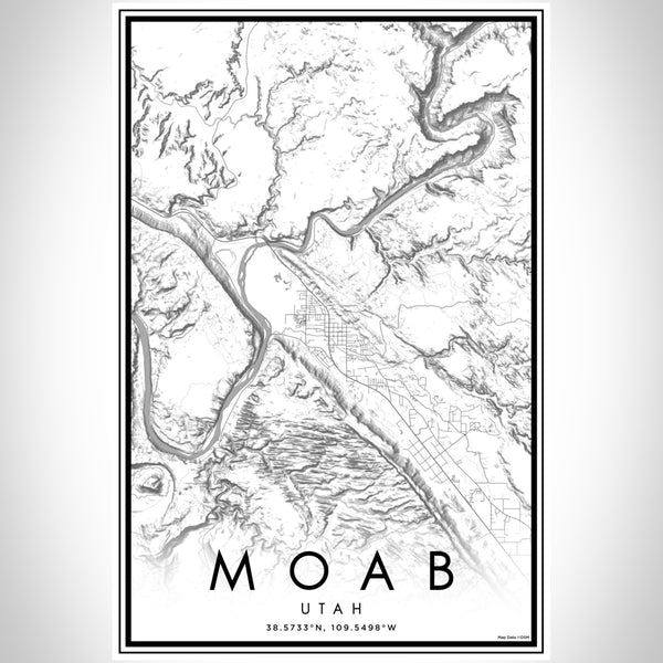 Moab Utah Map Print Portrait Orientation in Classic Style With Shaded Background
