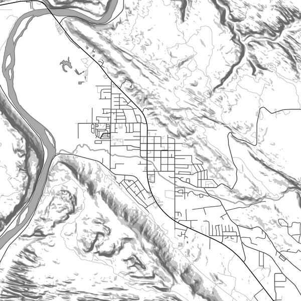 Moab Utah Map Print in Classic Style Zoomed In Close Up Showing Details