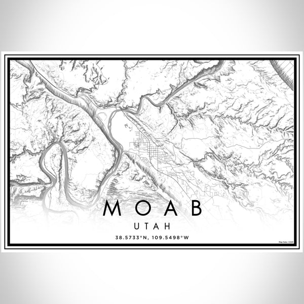 Moab Utah Map Print Landscape Orientation in Classic Style With Shaded Background