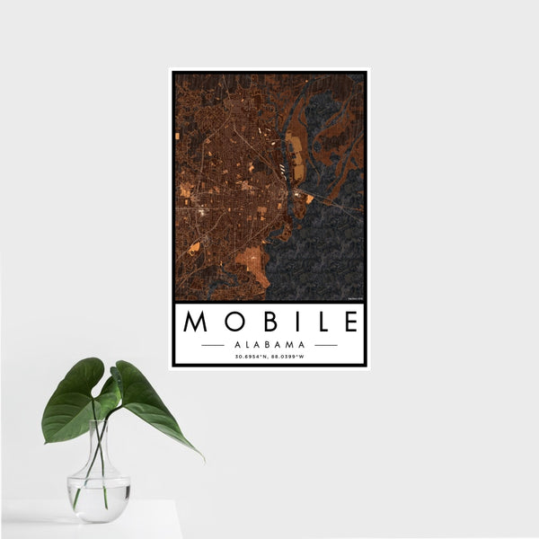 Mobile - Alabama Map Print in Ember