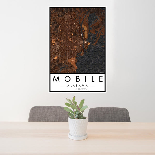 Mobile - Alabama Map Print in Ember