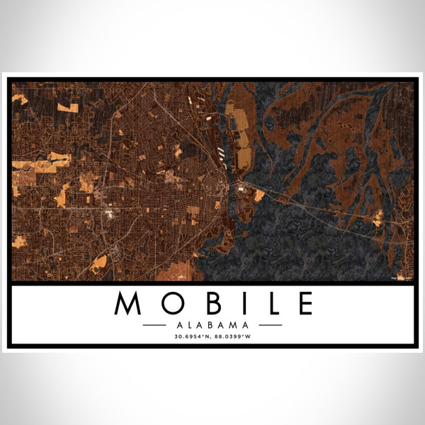 Mobile - Alabama Map Print in Ember