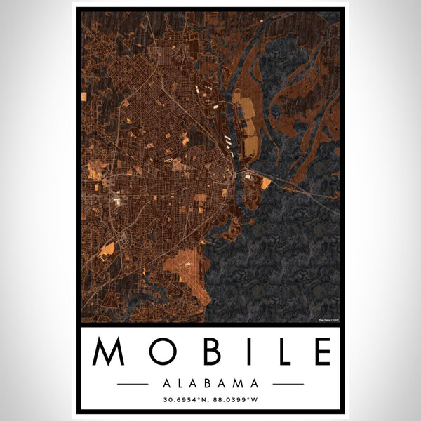 Mobile - Alabama Map Print in Ember
