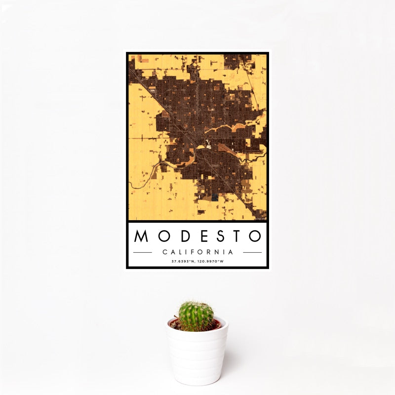 Modesto - California Map Print in Ember