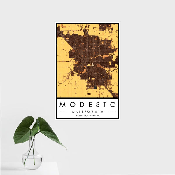 Modesto - California Map Print in Ember