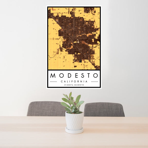 Modesto - California Map Print in Ember