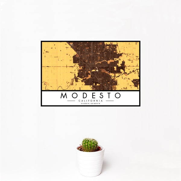 Modesto - California Map Print in Ember