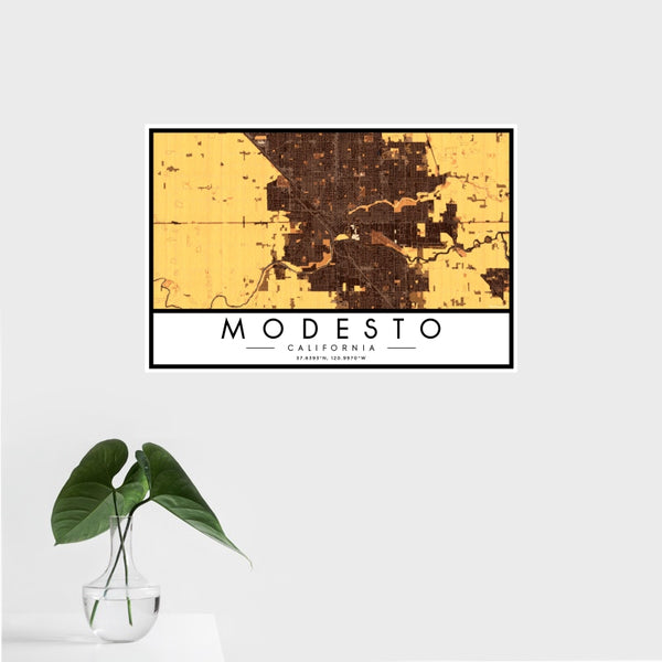 Modesto - California Map Print in Ember