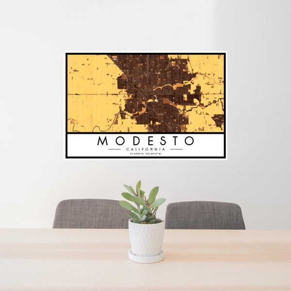 Modesto - California Map Print in Ember