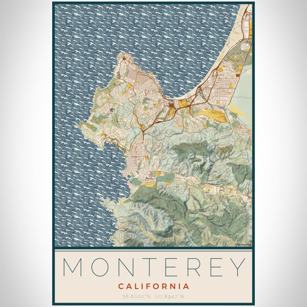 Monterey - California Map Print in Woodblock