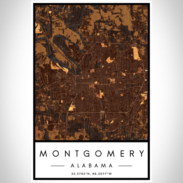 Montgomery - Alabama Map Print in Ember