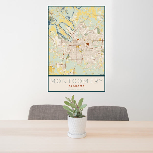 Montgomery - Alabama Map Print in Woodblock