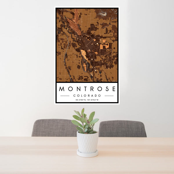 Montrose - Colorado Map Print in Ember