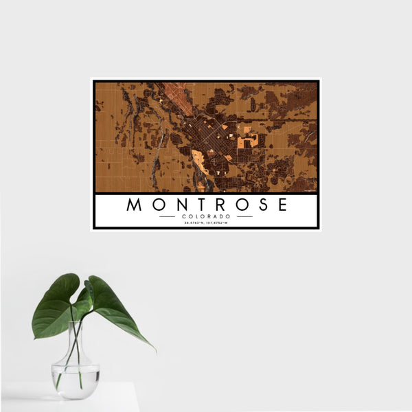 Montrose - Colorado Map Print in Ember