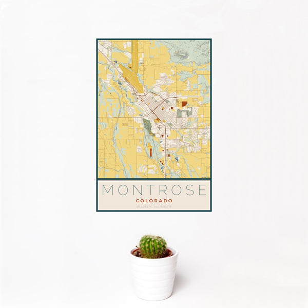 Montrose - Colorado Map Print in Woodblock