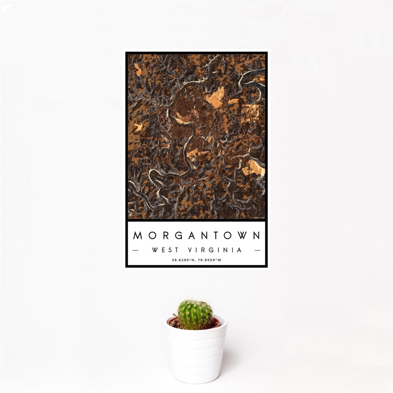 Morgantown - West Virginia Map Print in Ember