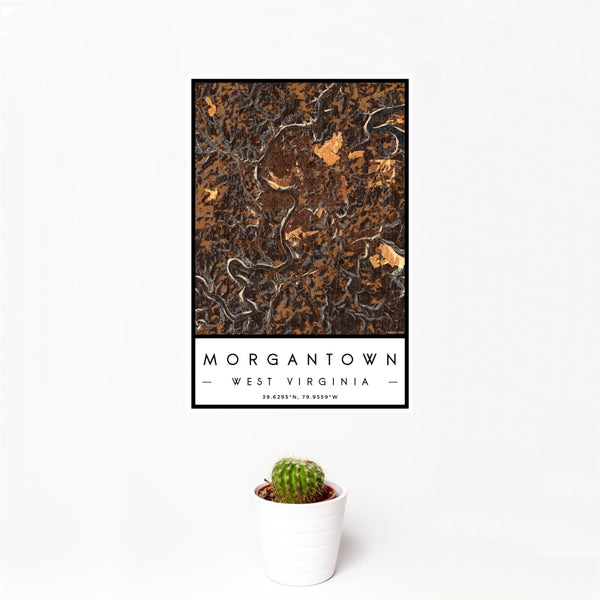 Morgantown - West Virginia Map Print in Ember