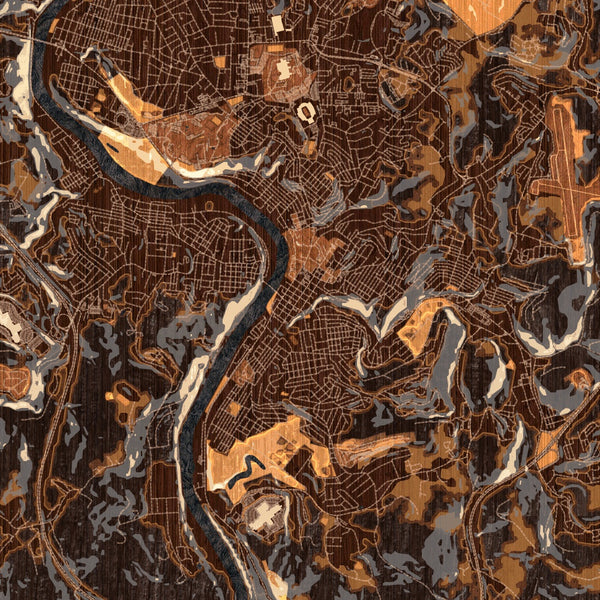 Morgantown - West Virginia Map Print in Ember