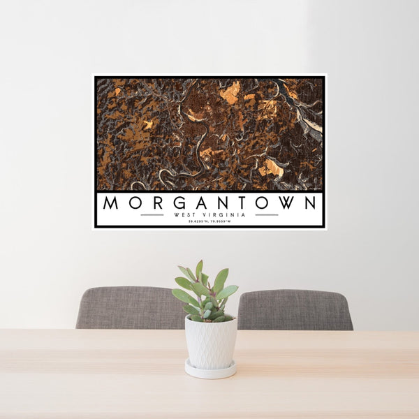 Morgantown - West Virginia Map Print in Ember