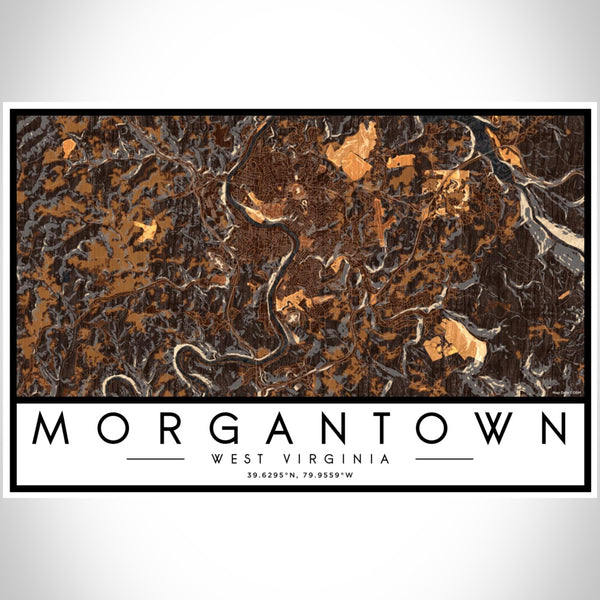 Morgantown - West Virginia Map Print in Ember