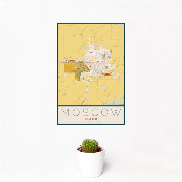 Moscow - Idaho Map Print in Woodblock