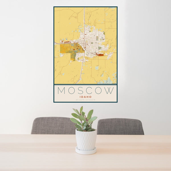 Moscow - Idaho Map Print in Woodblock
