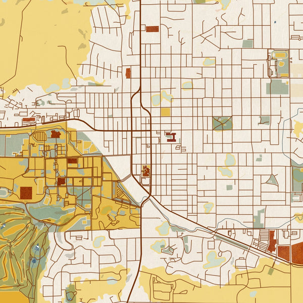 Moscow - Idaho Map Print in Woodblock