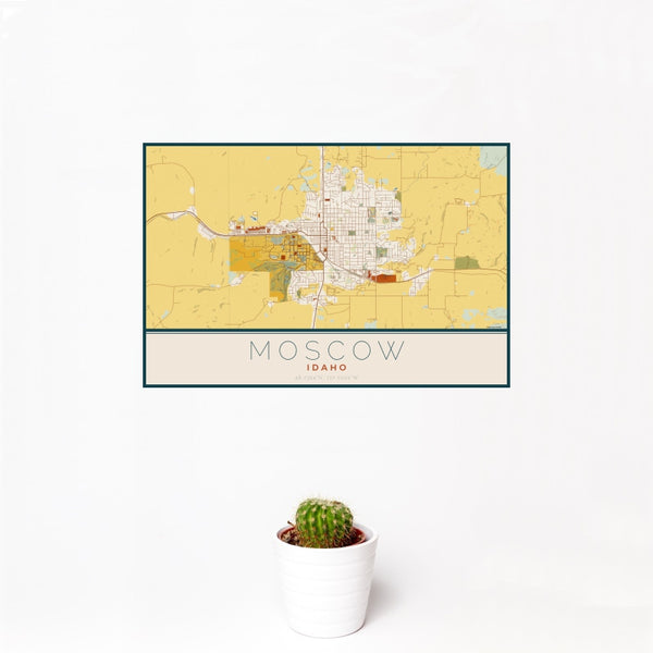 Moscow - Idaho Map Print in Woodblock