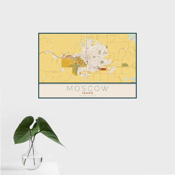 Moscow - Idaho Map Print in Woodblock