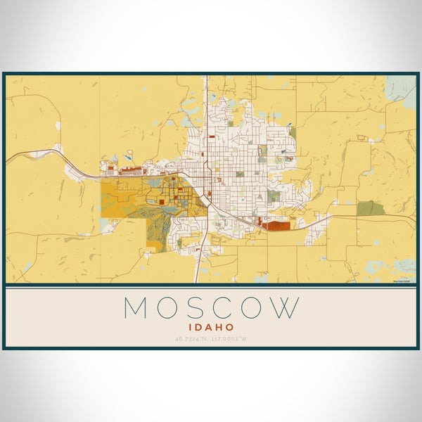 Moscow - Idaho Map Print in Woodblock