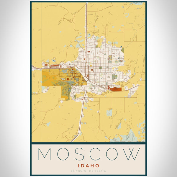 Moscow - Idaho Map Print in Woodblock