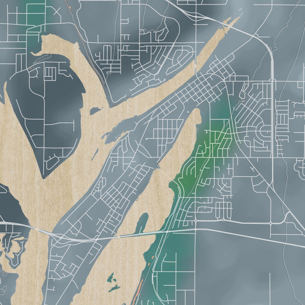 Moses Lake Washington Map Print in Afternoon Style Zoomed In Close Up Showing Details