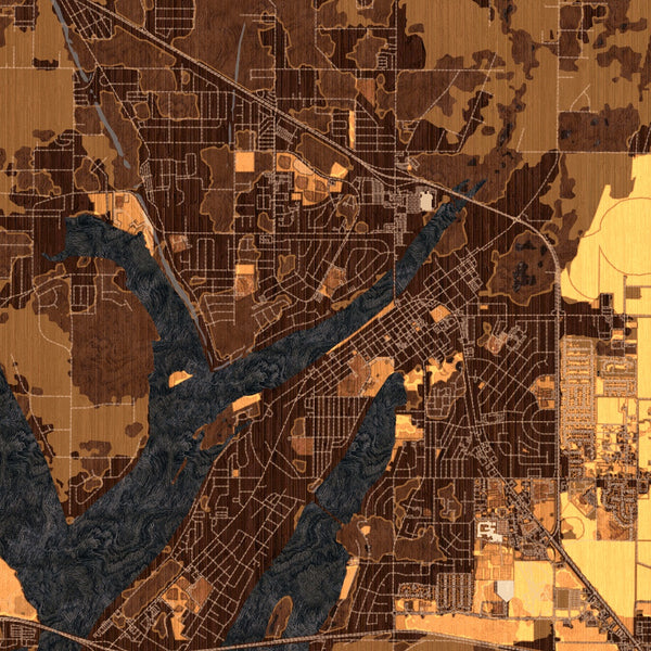 Moses Lake Washington Map Print in Ember Style Zoomed In Close Up Showing Details