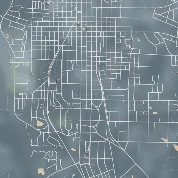 Moultrie Georgia Map Print in Afternoon Style Zoomed In Close Up Showing Details