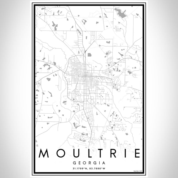Moultrie Georgia Map Print Portrait Orientation in Classic Style With Shaded Background