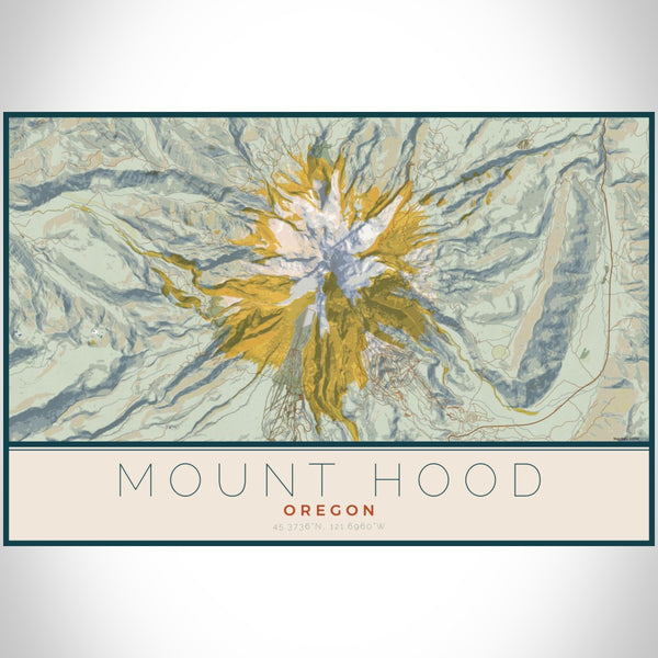 Mount Hood - Oregon Map Print in Woodblock