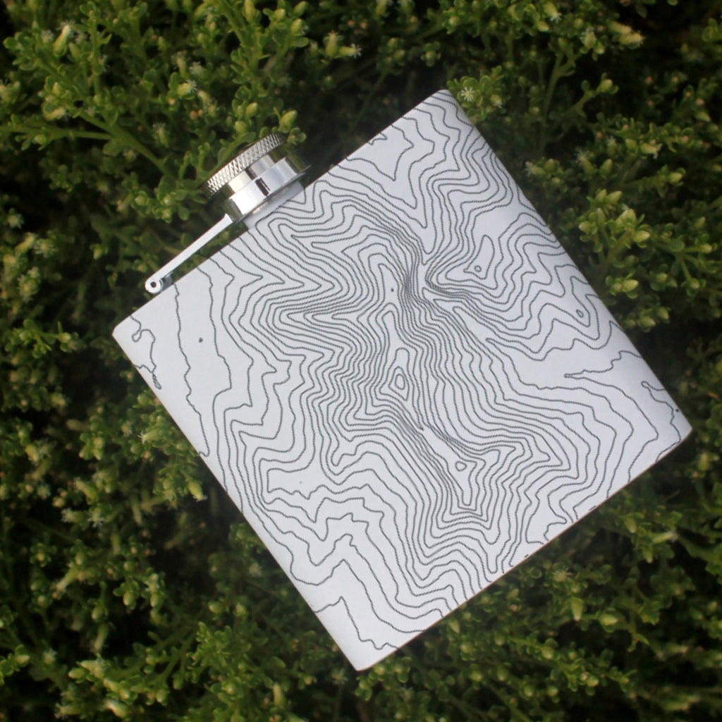 Mount Mansfield Vermont Custom Engraved City Map Inscription Coordinates on 6oz Stainless Steel Flask in White