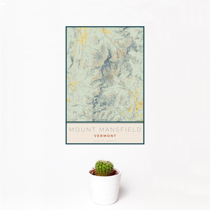 Mount Mansfield - Vermont Map Print in Woodblock
