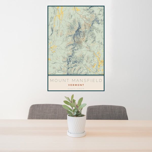 Mount Mansfield - Vermont Map Print in Woodblock