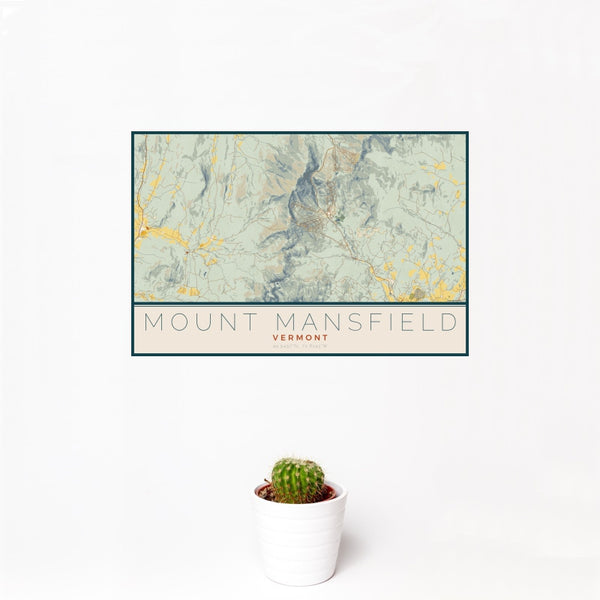 Mount Mansfield - Vermont Map Print in Woodblock