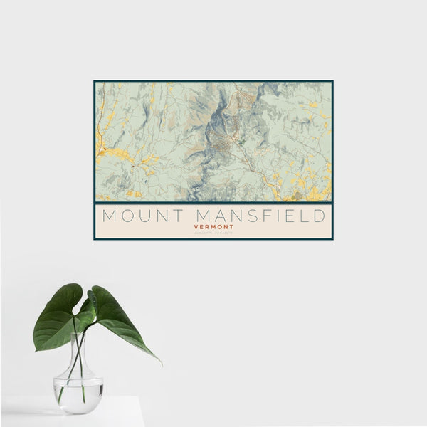 Mount Mansfield - Vermont Map Print in Woodblock