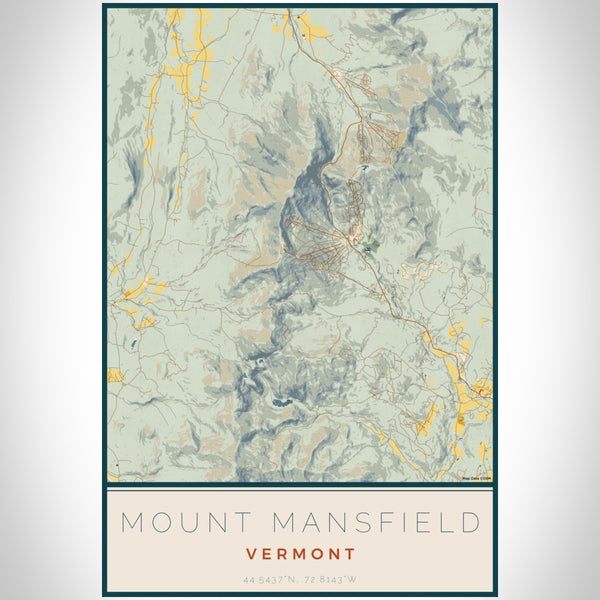 Mount Mansfield - Vermont Map Print in Woodblock