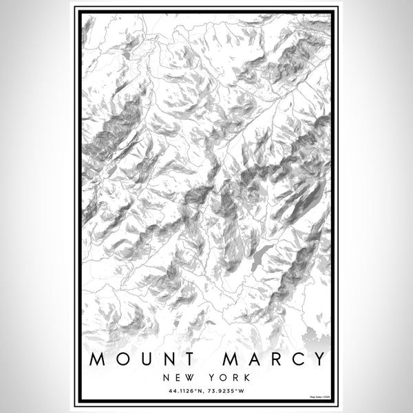 Mount Marcy New York Map Print Portrait Orientation in Classic Style With Shaded Background