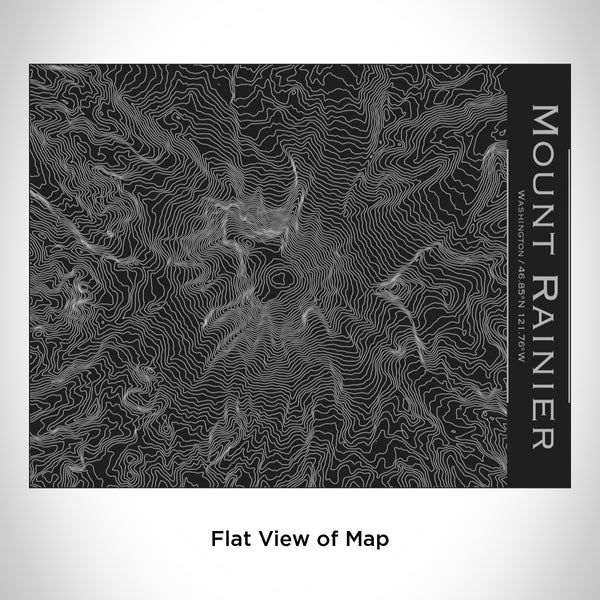 Rendered View of Mount Rainier Washington Map Engraving on 20oz Stainless Steel Insulated Bottle with Bamboo Top in Black