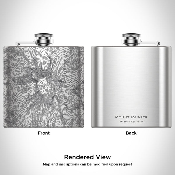 Mount Rainier - Washington Map Hip Flask