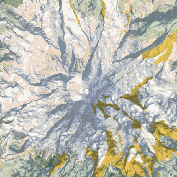 Mount Rainier - Washington Map Print in Woodblock